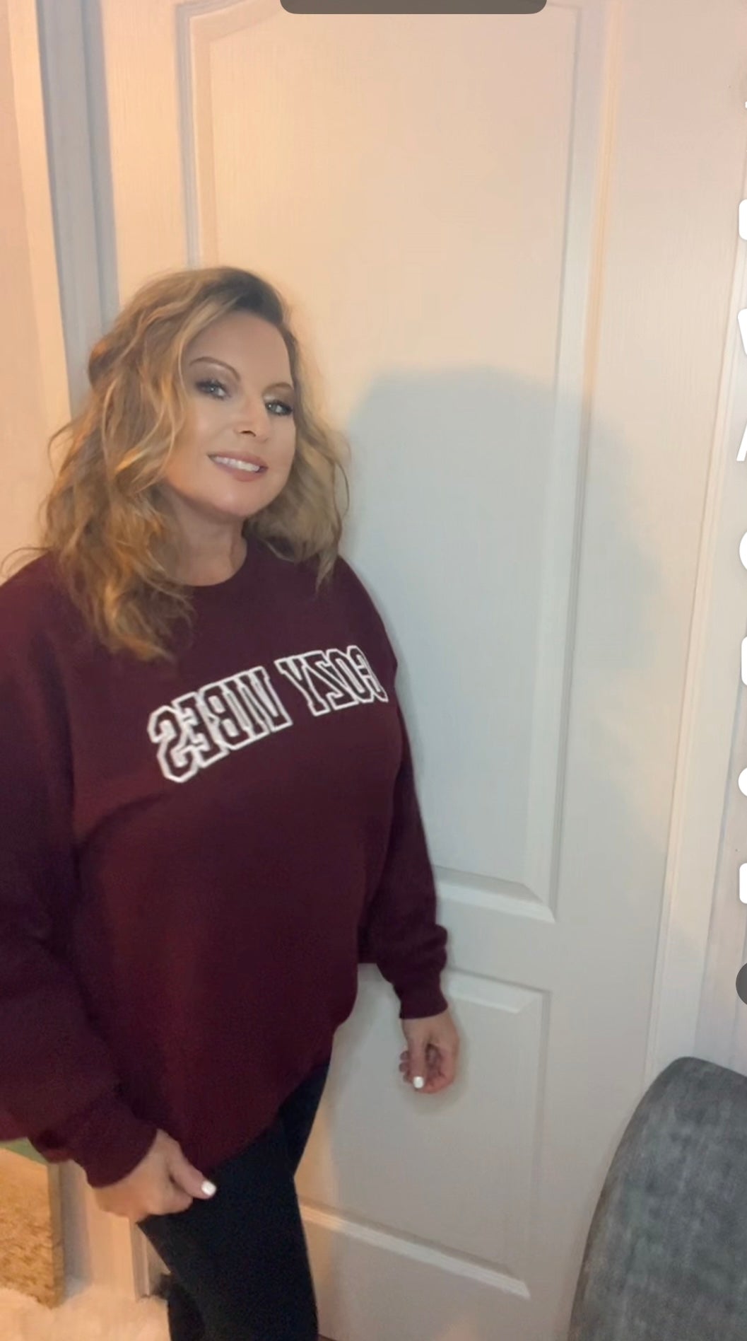 Cozy Vibes Wine at the Beach Port & Co. Crewneck Puff Print | Cottage Beach