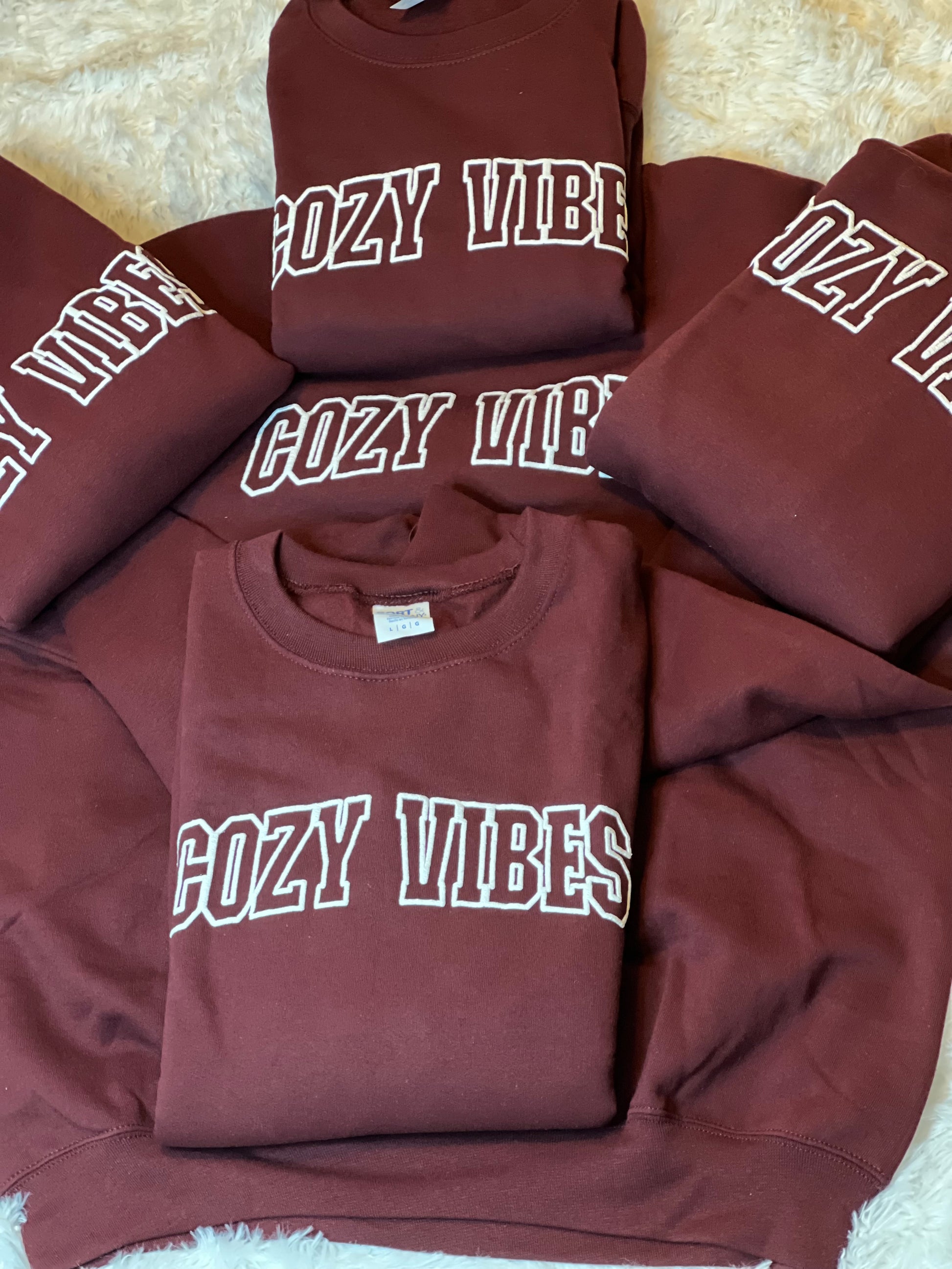 Cozy Vibes Wine at the Beach Port & Co. Crewneck Puff Print | Cottage Beach