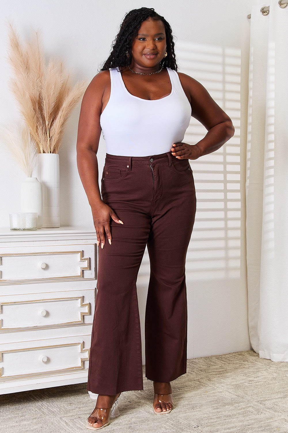 Judy Blue Espresso High Waist Tummy Control Flare Jeans - Boujee Boutique